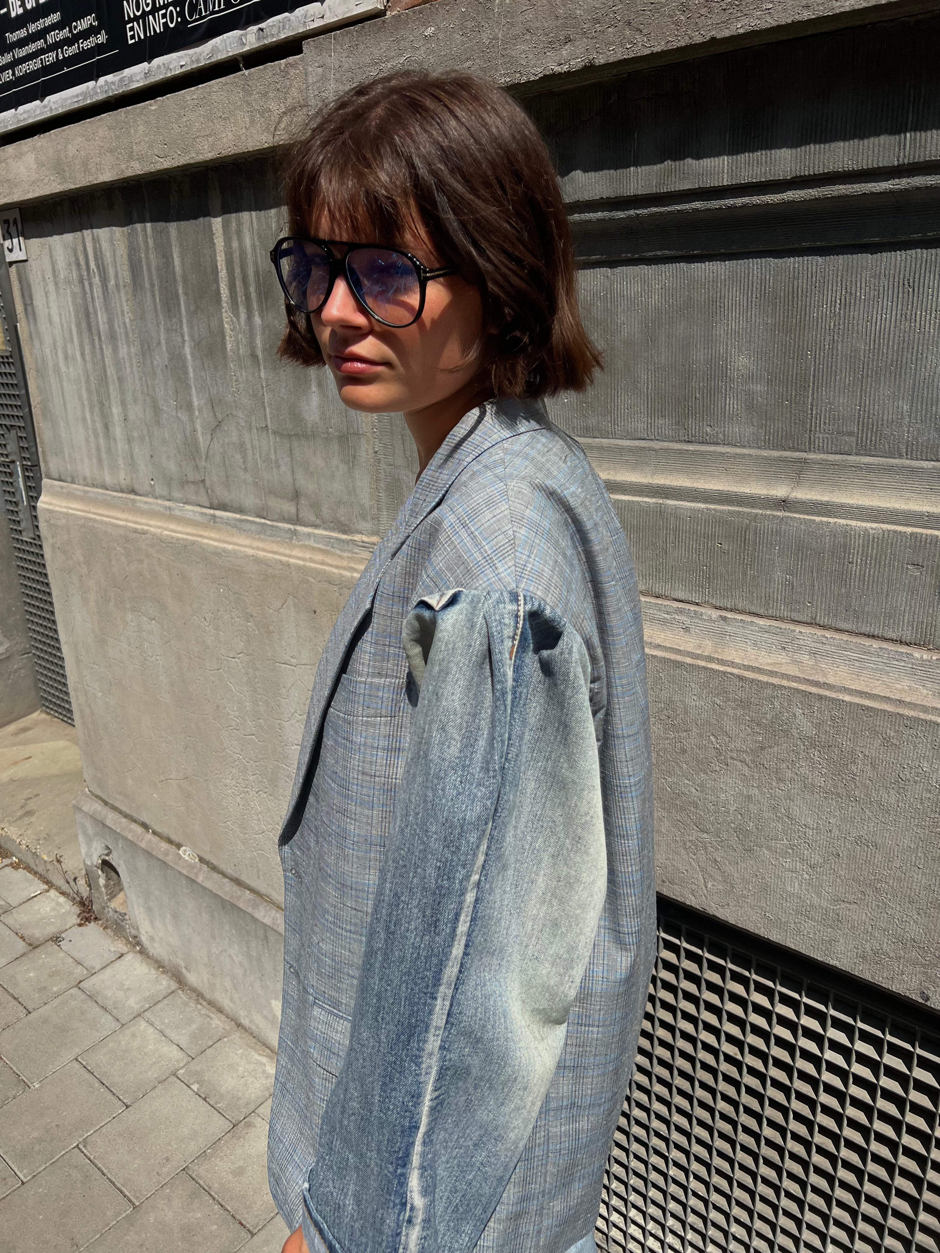 Grey Blue Jeans Blazer-2