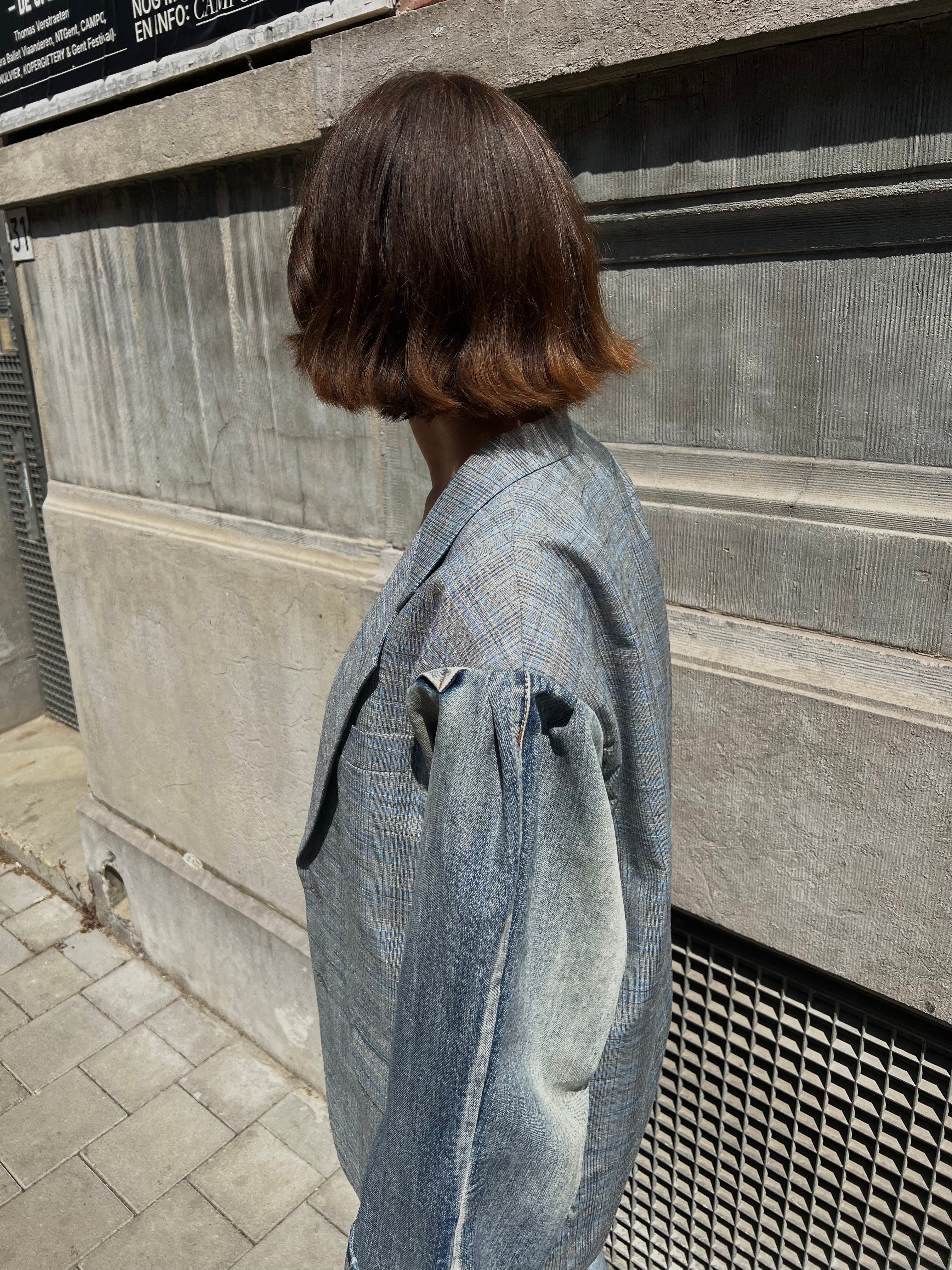 Grey Blue Jeans Blazer-3