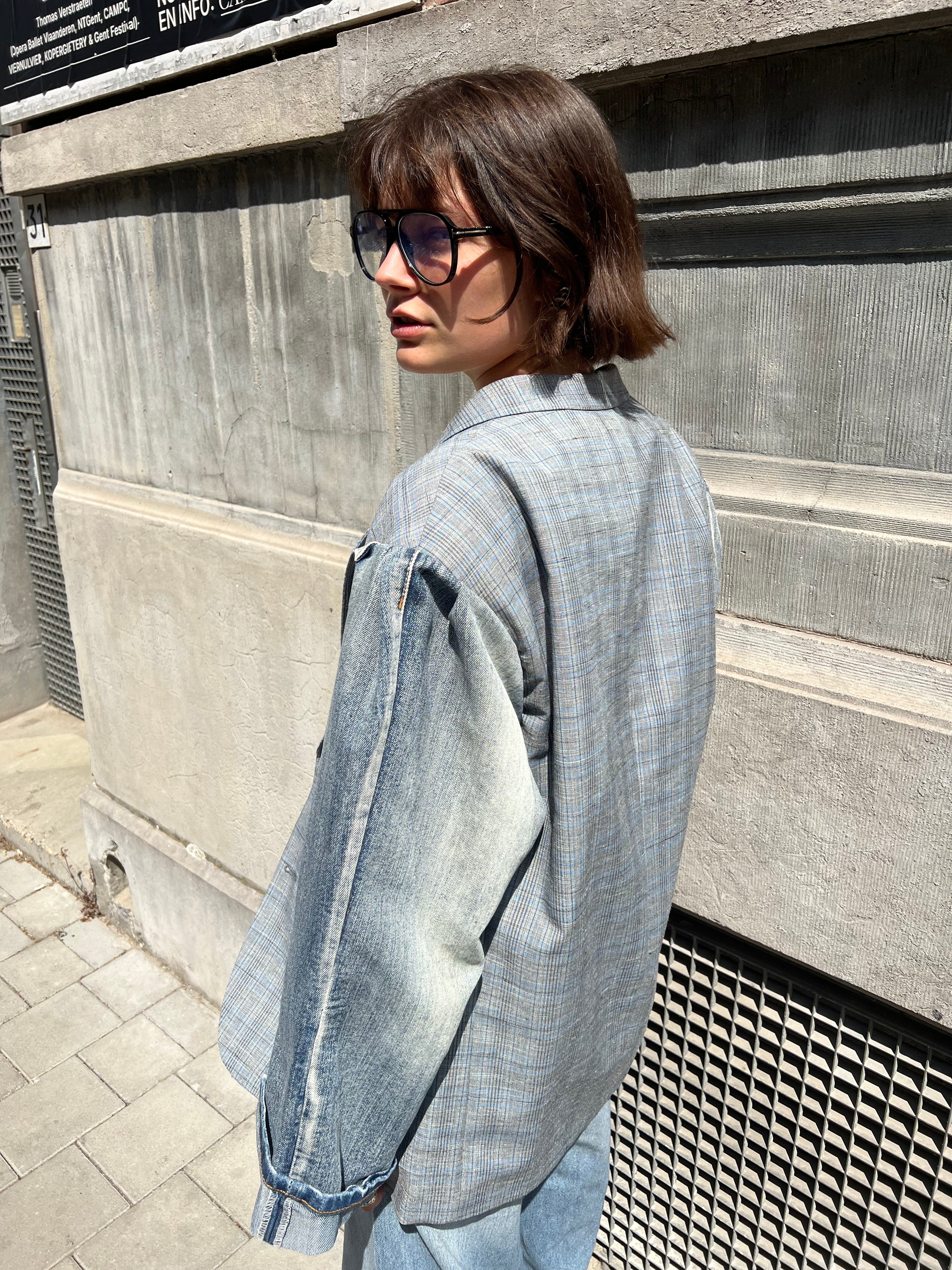 Grey Blue Jeans Blazer-5